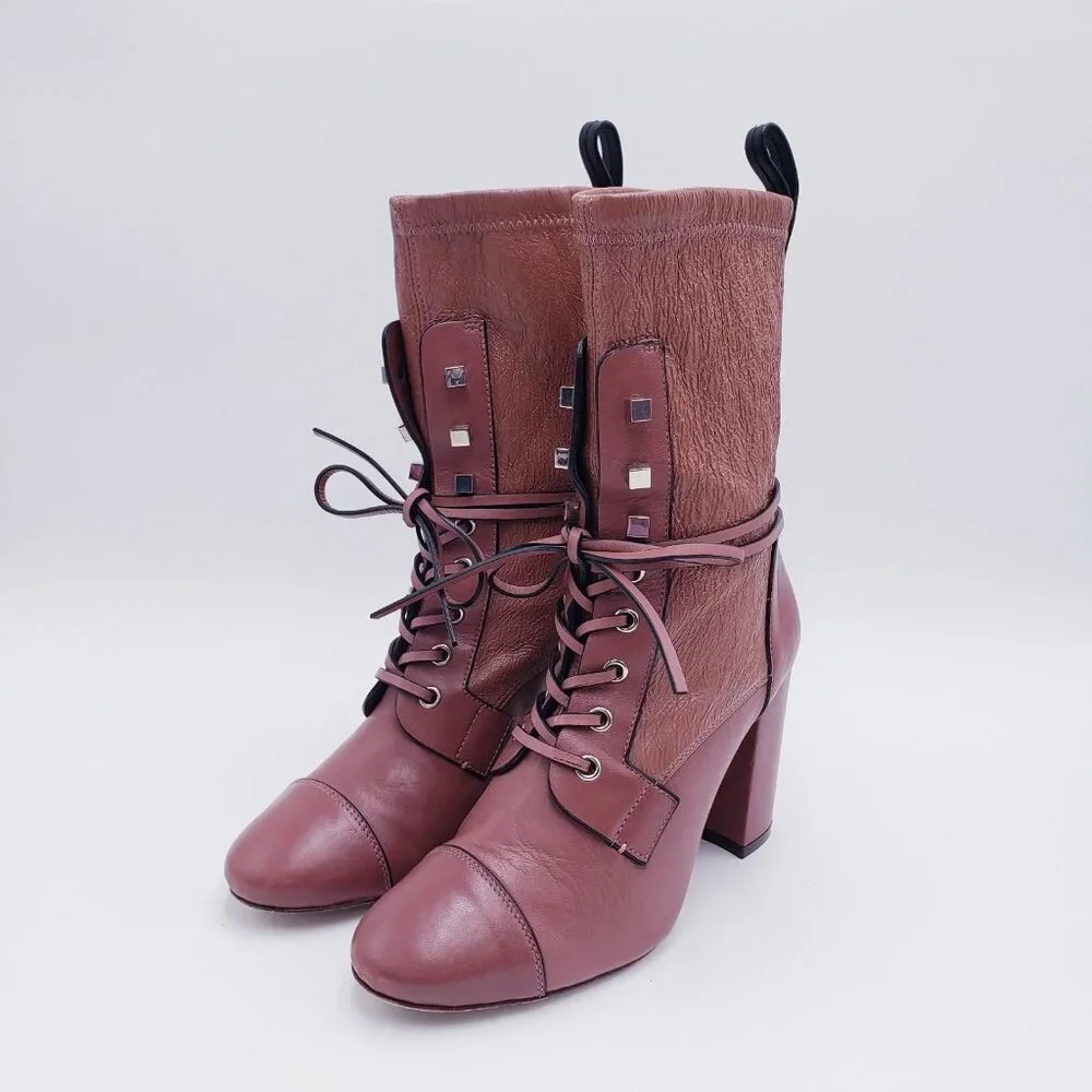 Stuart Weitzman Veruka Leather Lace Up Combat Boots Size 7.5‎ - Picture 3 of 10